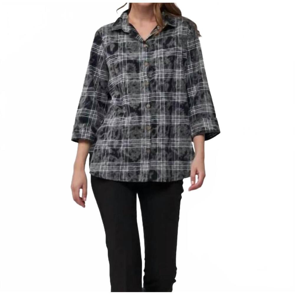 NEW TOOFAN wire collar button down shirt in black